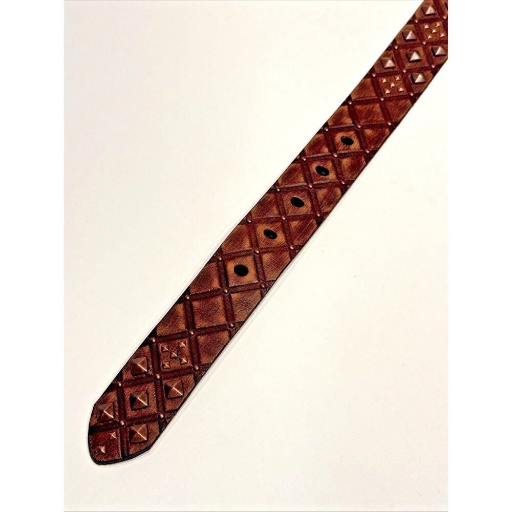 NWT Justin Rough Diamond Studded Western Belt Brown Leather Women Size 30 (B7) - Picture 5 of 8